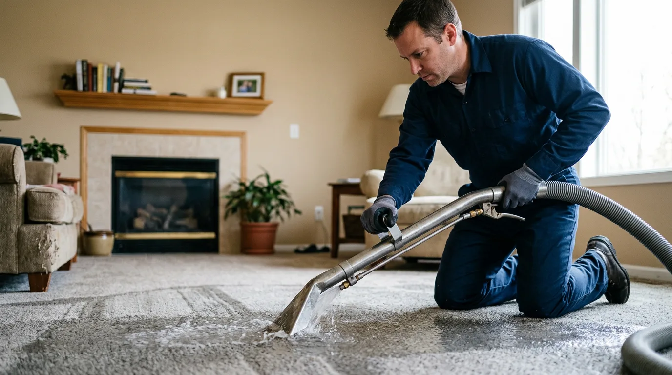Water damage restoration technician working near Woodbury, NJ